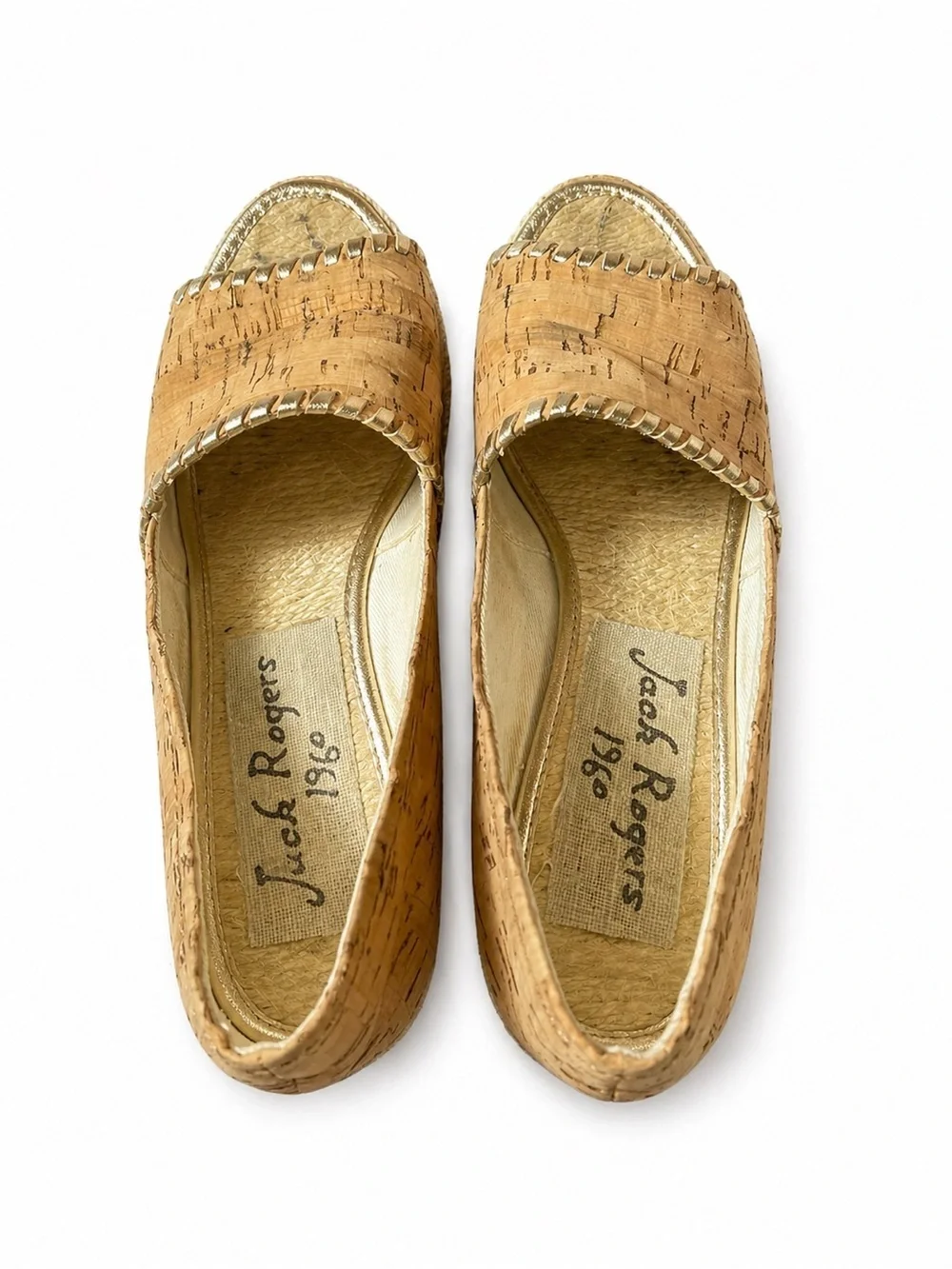 Jack Rogers Cork Slide Sandals with Gold Insole